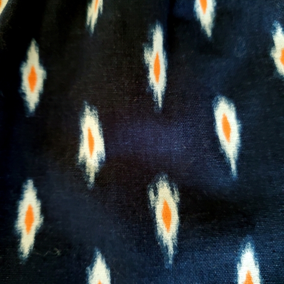 J Crew Factory Scalloped Sidewalk Skirt, Printed Navy, Linen- Cotton Blend Sz 00 - Picture 3 of 7